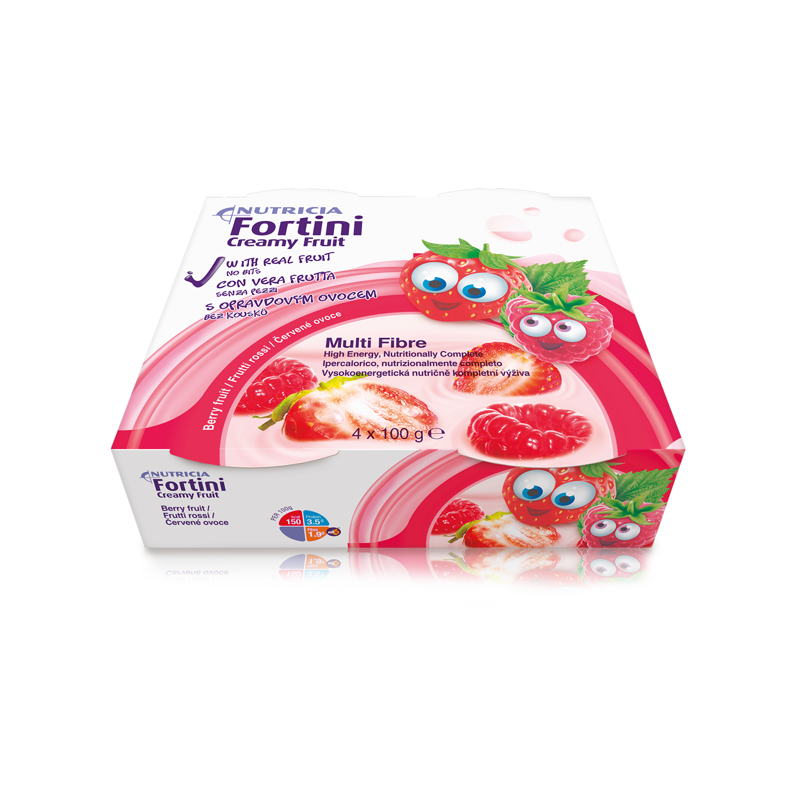 Fortini creamy multifibre frutti rossi 4x100 g | Nutricia