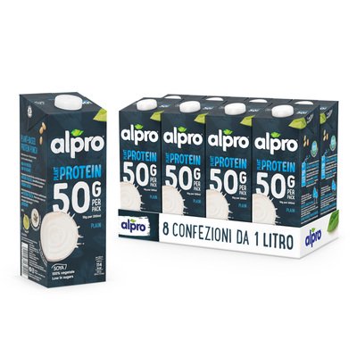 ALPRO 50g PROTEINE Bevanda Vegetale Proteica alla Soia 8X1l