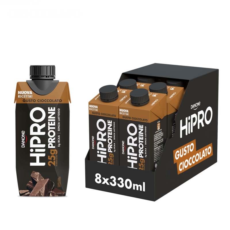 HiPRO 25g PROTEINE Bevanda Proteica Cioccolato 8X330ml