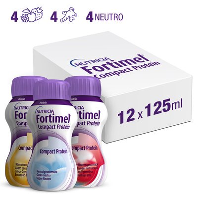 FORTIMEL COMPACT PROTEIN Neutro, Zenzero Tropicale, Frutti Rossi Rinfrescanti 12x125ml