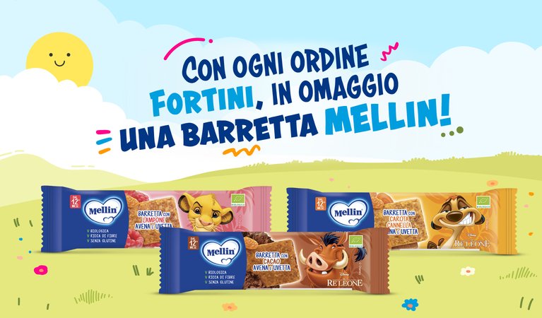 Con Fortini in omaggio barrette Mellin Disney