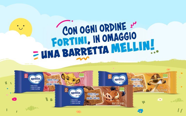 Con Fortini in omaggio barrette Mellin Disney