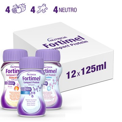 FORTIMEL COMPACT PROTEIN Neutro, Zenzero Tropicale, Frutti Rossi Rinfrescanti 12x125ml